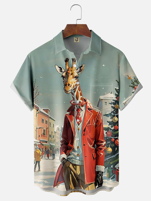 Men's Christmas Funny Graphic Short Sleeve Hawaiian Shirt